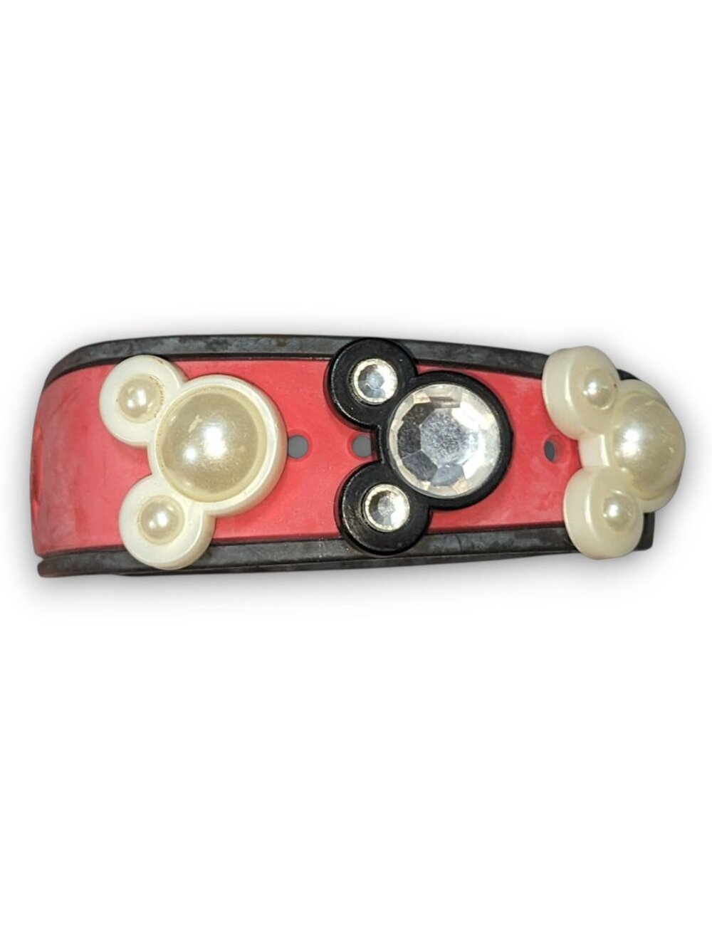 Disney Y2K Kawaii Plastic Red Black Mickey Charm MagicBand 8 Inch For Parts